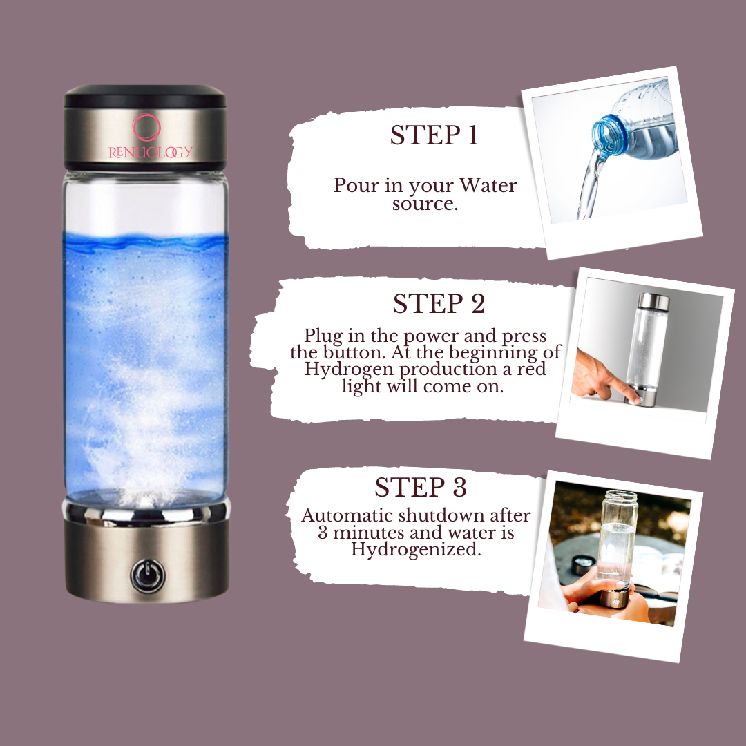 Hydrogen water bottle for increased energy and recovery