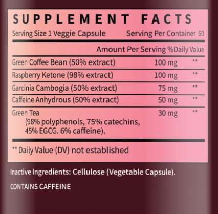 Metabolism booster for energy and fat burning supplement facts