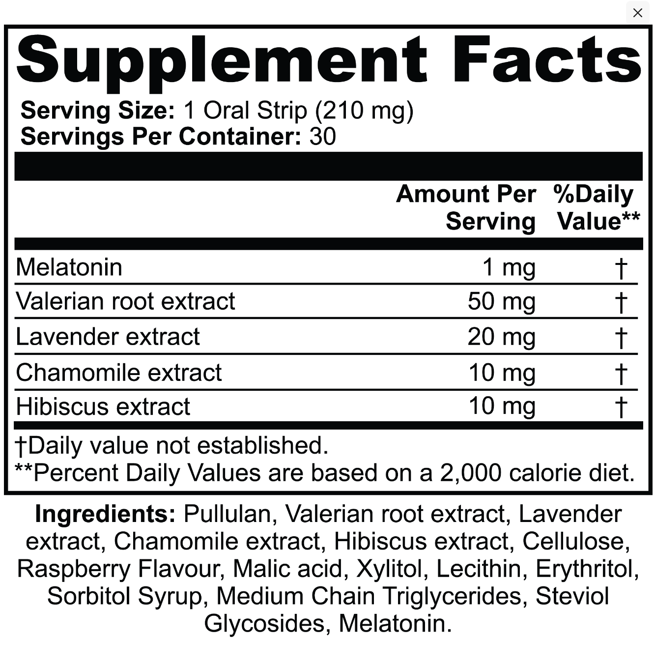 Melatonin sleep strips for fast sleep aid supplement facts