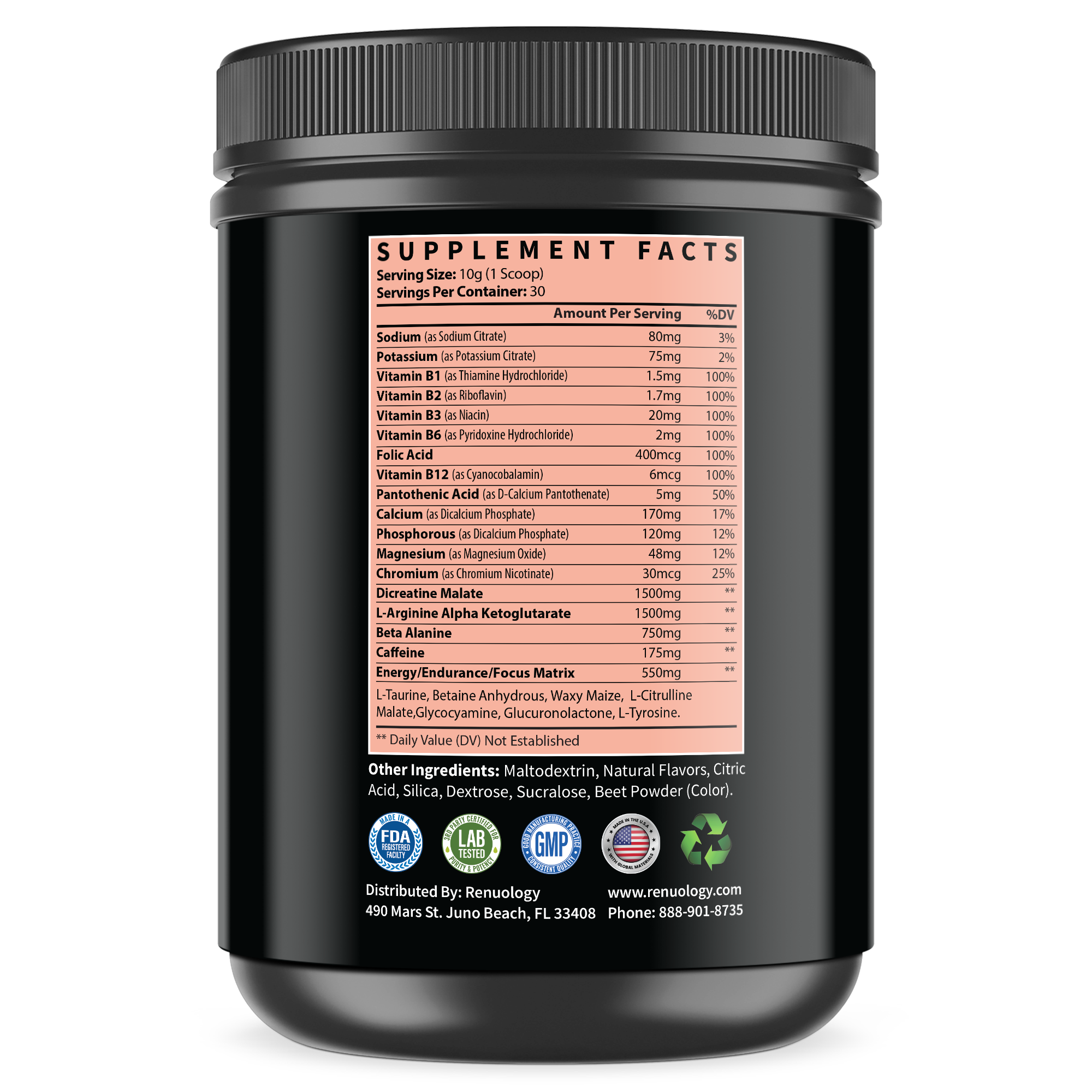 Pre-workout supplement for energy, focus, and endurance – advanced formula with caffeine, beta-alanine, and L-citrulline – boosts strength, stamina, and workout performance – sugar-free, fast-acting powder