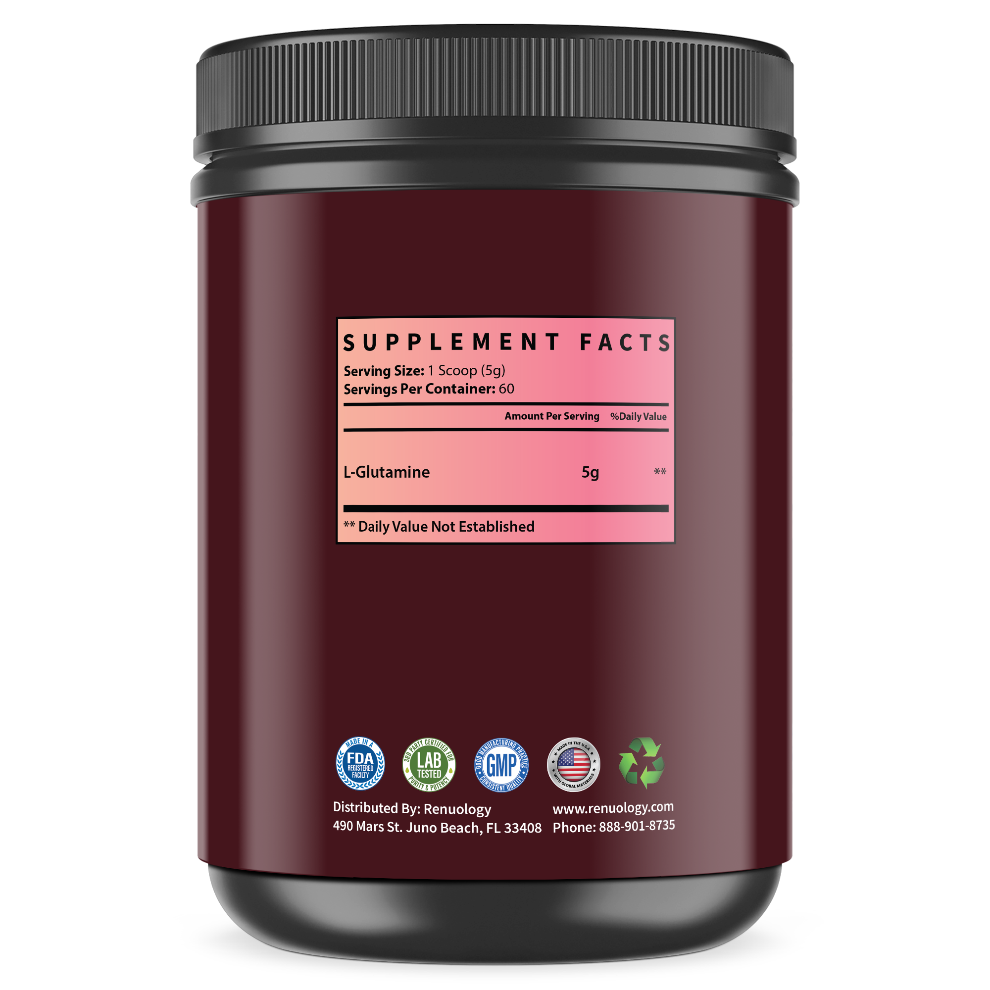Glutamine supplement for muscle growth and strength