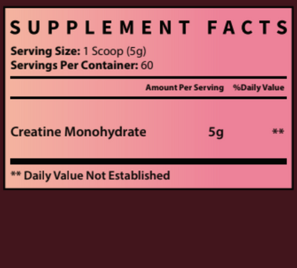 Creatine monohydrate for strength and performance supplement facts