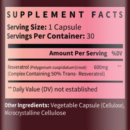 Resveratrol for antioxidant support and immune health supplement facts