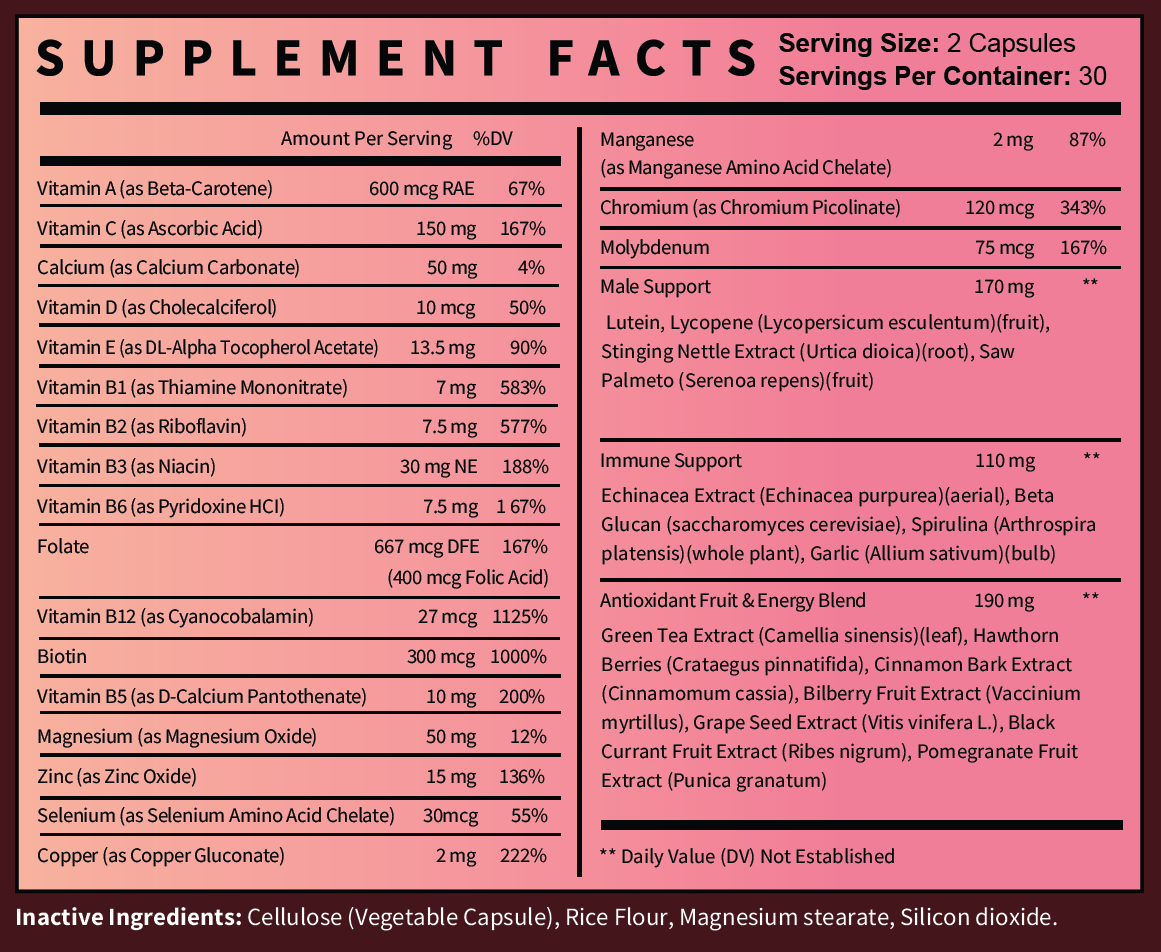 Super Multi Vitamin - Male Formula - RenuologySuper Multi Vitamin - Male FormulaImmunity